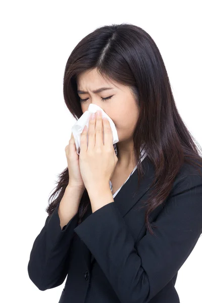 Asian woman sneeze — Stock Photo, Image