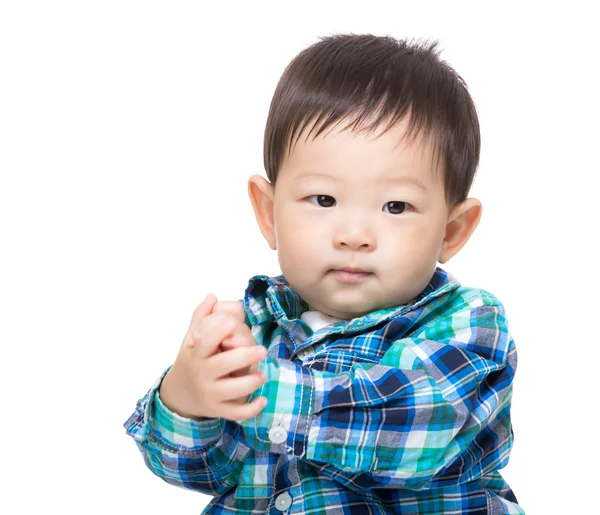 Azjatycki chłopiec klaskanie ręce — Zdjęcie stockowe