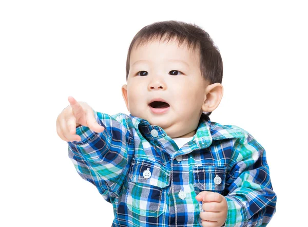 Asian baby boy finger pointing in  front — Stock Photo, Image