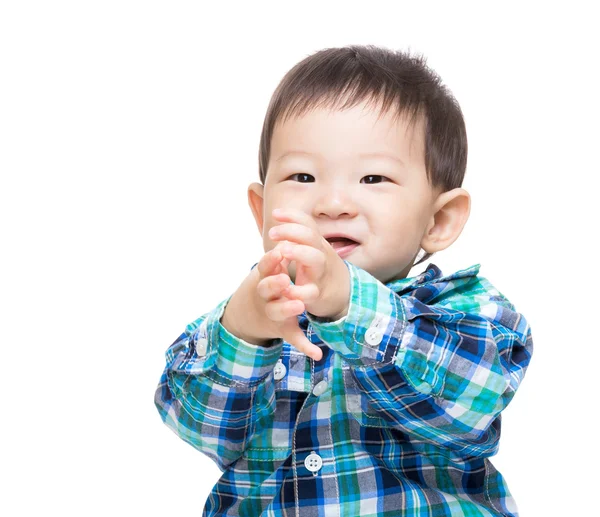 Aziatische babyjongen handen klappen — Stockfoto