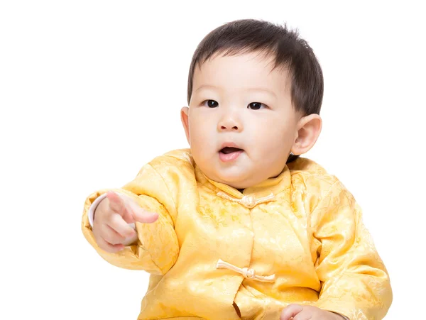 Chino niño dedo apuntando hacia — Foto de Stock