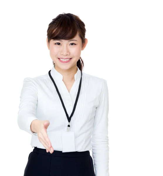 Asiatique femme d'affaires donner un coup de main — Photo