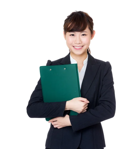 Asian businesswoman with filepad — Stock Photo, Image