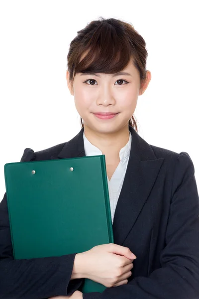 Asijské žena s filepad — Stock fotografie