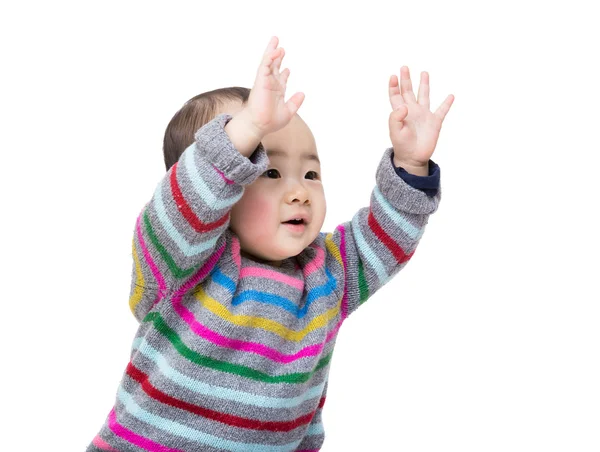 Asiático bebê menino duas mãos para cima — Fotografia de Stock