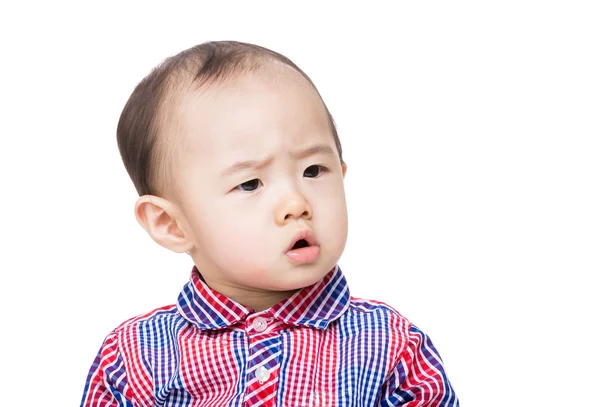 Asian baby feel hesitate — Stock Photo, Image