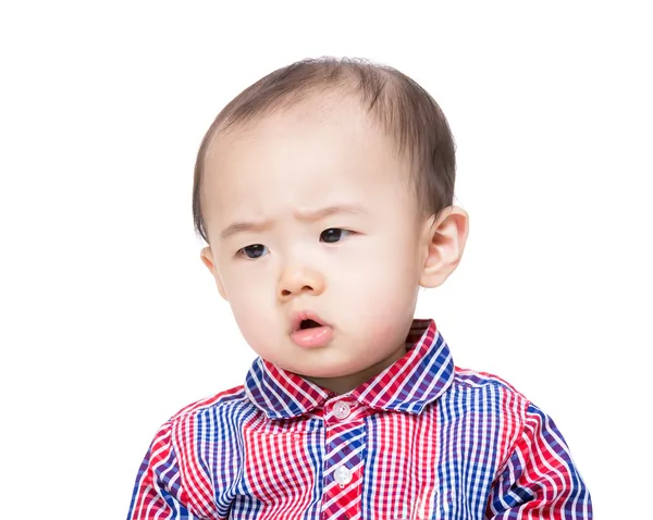 Asian baby boy feeling worried — Stock Photo, Image