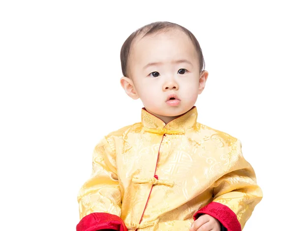 Menino asiático em traje chinês tradicional — Fotografia de Stock