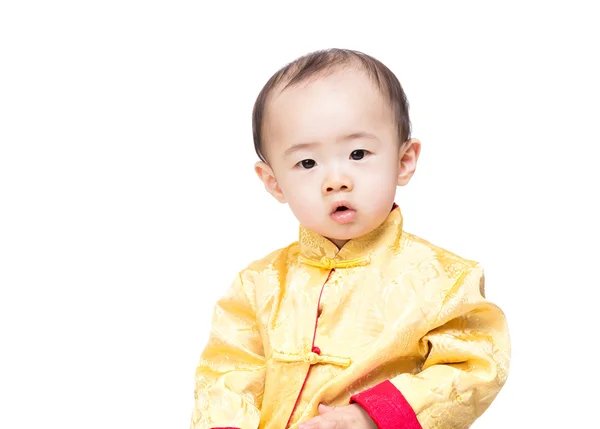 Menino asiático em traje chinês tradicional — Fotografia de Stock