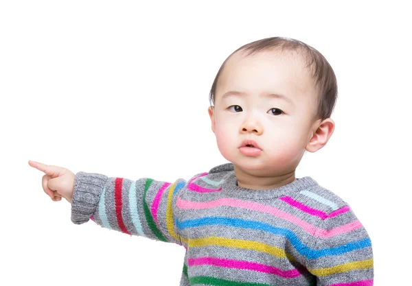 Aziatische babyjongen wijzen opzij — Stockfoto