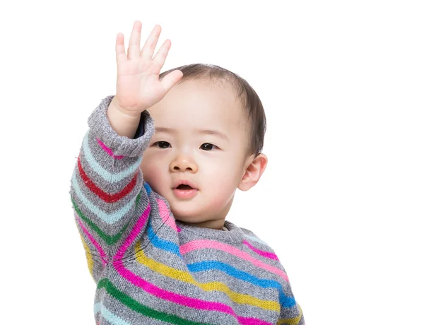 Asian baby boy puts his hand up — Stock Photo, Image