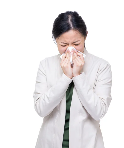 Asian woman sneeze — Stock Photo, Image