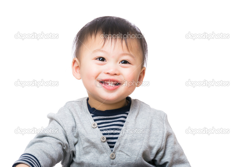 Smiling Asian baby boy