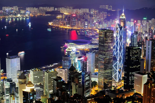 Hong Kong skyline at night — Stock Photo, Image