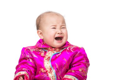 Chinese baby girl crying clipart