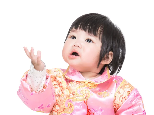 Chinese baby meisje geven afscheid kus — Stockfoto