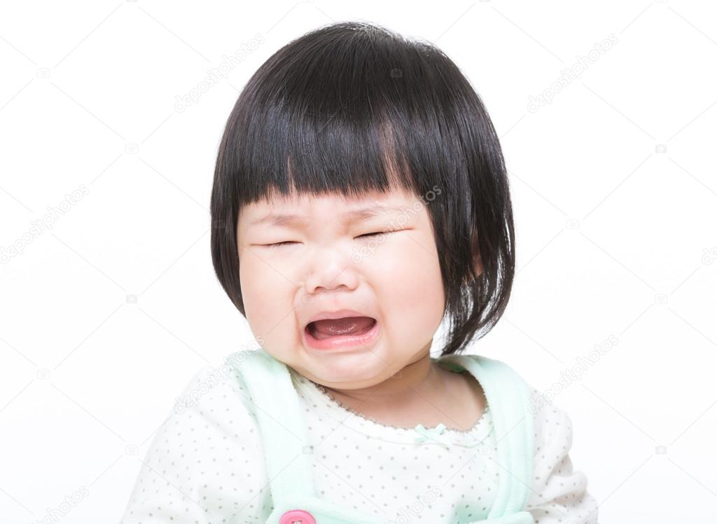Asian small  girl crying