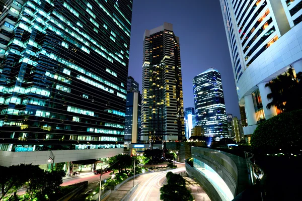 Firemní budovy v hong kong v noci — Stock fotografie