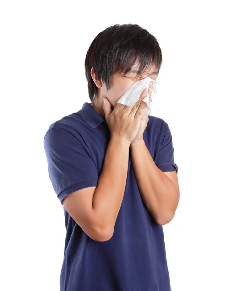 Asian man sneeze — Stock Photo, Image