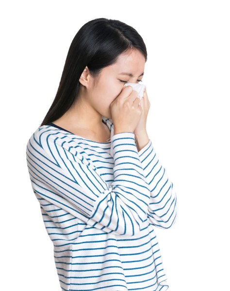 Asian woman sneeze — Stock Photo, Image