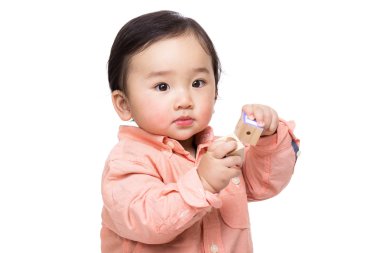 ahşap oyuncak blokları ile bebek çocuk oyun