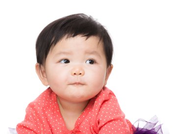 Asyalı bebek kız bir yana