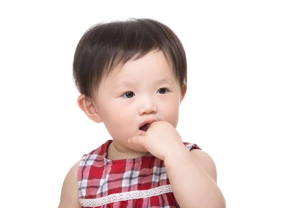 Азіатський дитини дівчина смоктати палець — стокове фото