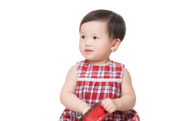 Asian little girl with snack box — Stock Photo, Image