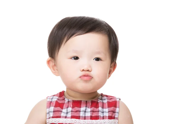 Asiatische kleine Mädchen schmollen Lippen — Stockfoto