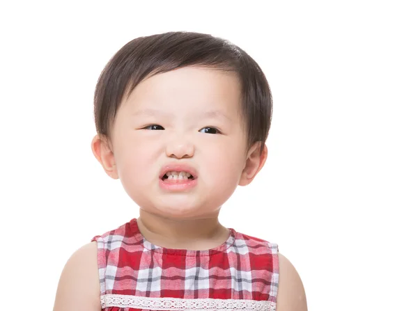 Asiatico bambina fabbricazione divertente faccia — Foto Stock