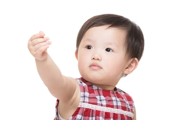 Asian baby girl raised  hand up — Stock Photo, Image