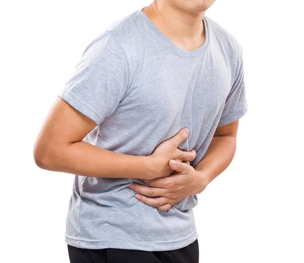 Człowiek cierpiący na ból brzucha — Zdjęcie stockowe