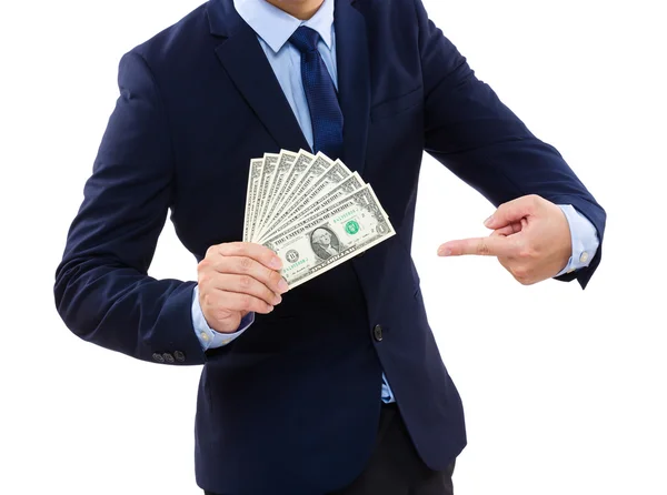 Business Man showing cash — Stock Photo, Image