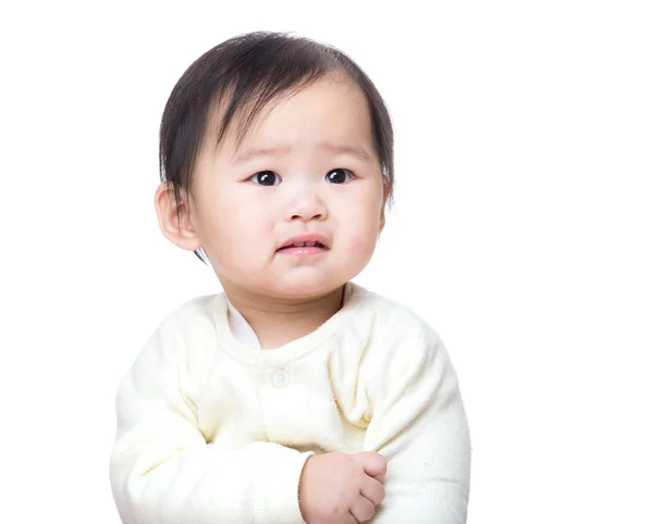 Asian baby girl feeling sad — Stock Photo, Image