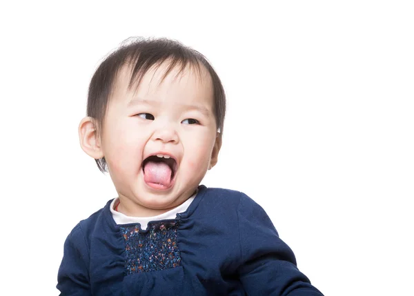 Asiatische Baby Mädchen zeigen Zunge — Stockfoto