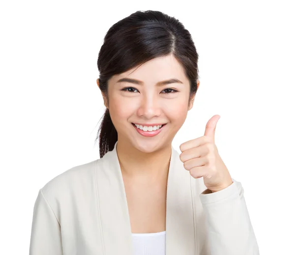 Gorgeous young woman showing thumb up — Stock Photo, Image