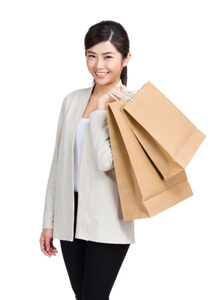 Mujer asiática con bolsa de compras — Foto de Stock