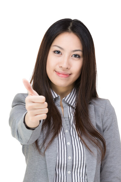 Asian businesswoman thumb up