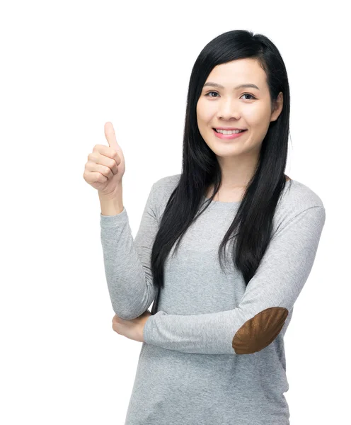 Asijská žena palec nahoru — Stock fotografie