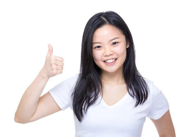 Young asian woman showing thumb up — Stock Photo, Image