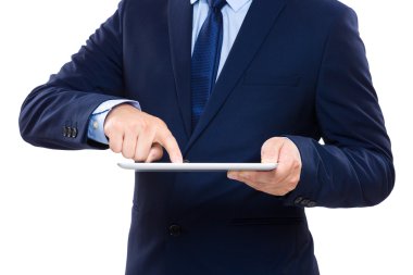 Dijital tablet dokunmadan işadamı