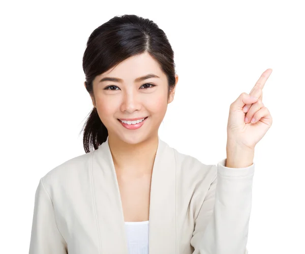 Woman pointing one — Stock Photo, Image