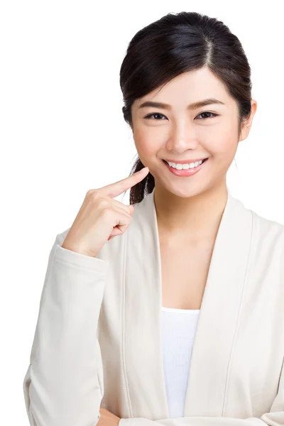 Woman showing her teeth — Stock Photo, Image