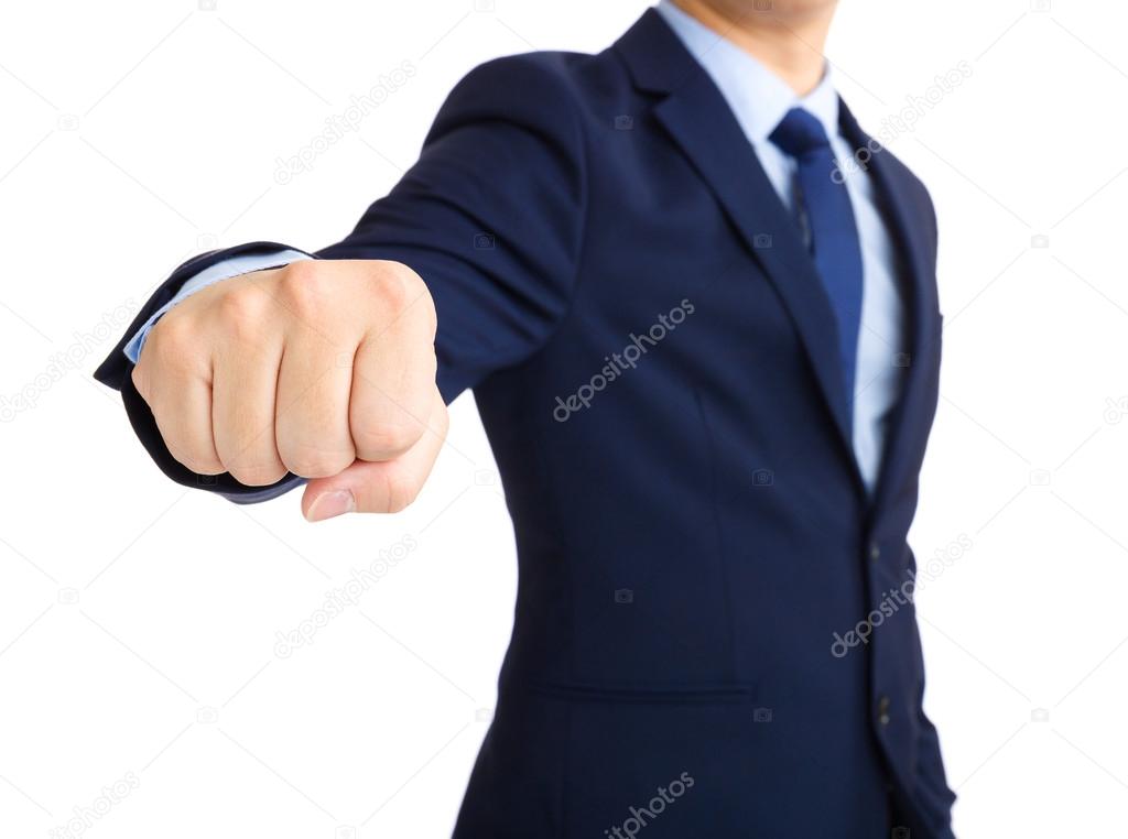 Businessman with ready to fight