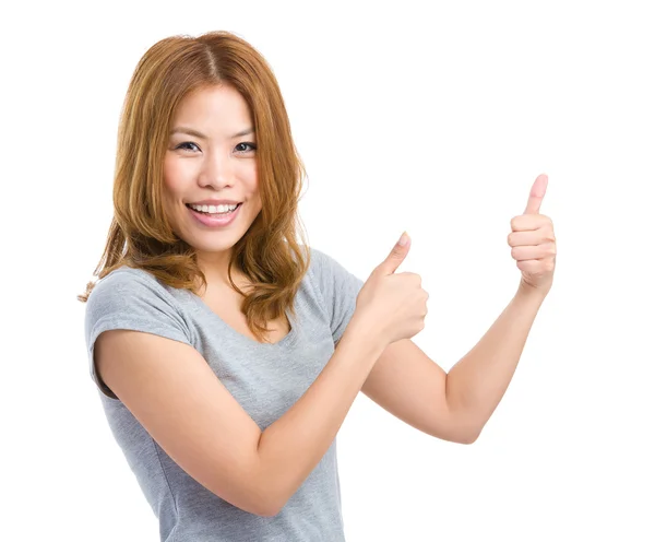 Happy girl showig thumb up — Stock Photo, Image