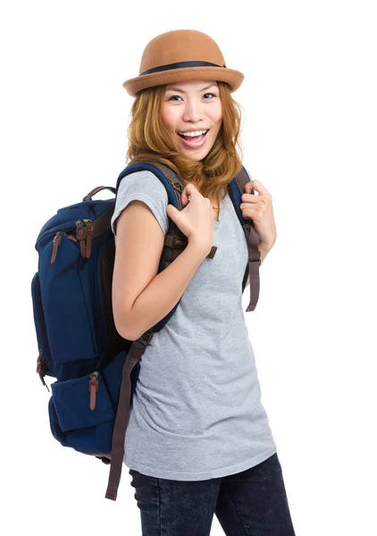 Woman backpacker — Stock Photo, Image