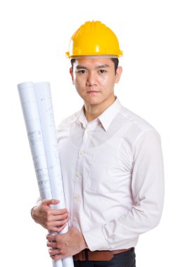 ingénieur Asie avec imprimé bleu