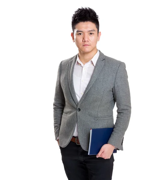 Asia businessman holding notebook — Stock Photo, Image