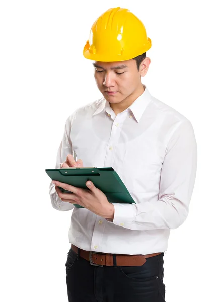 Young foreman taking note — Stock Photo, Image