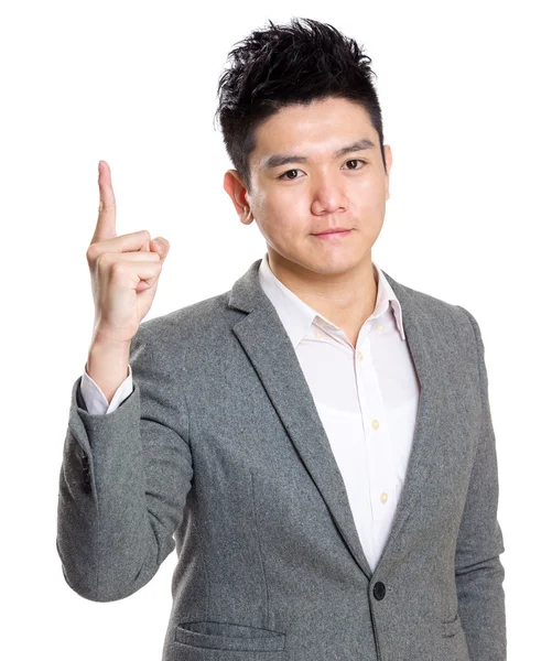 Businessman with finger pointing up — Stock Photo, Image